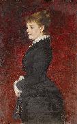 Axel Jungstedt Portrait  Lady in Black Dress oil painting on canvas